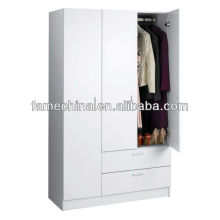 Three Doors and Two Drawers White MDF Storage Cupboard